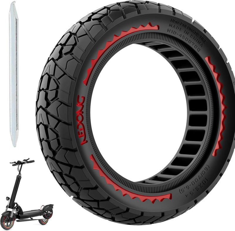 Cooryda 10X2.5 Off Road Tire for Ninebot F20/F40/G30/mi4 ULTRA/mi4,10 inch Solid Tyres 60/70-6.5 with Mounting Tool for Electric Scooter, 10X2.5'' Scooter Replacement Wheels For Front(Red 1pc) - Image 1